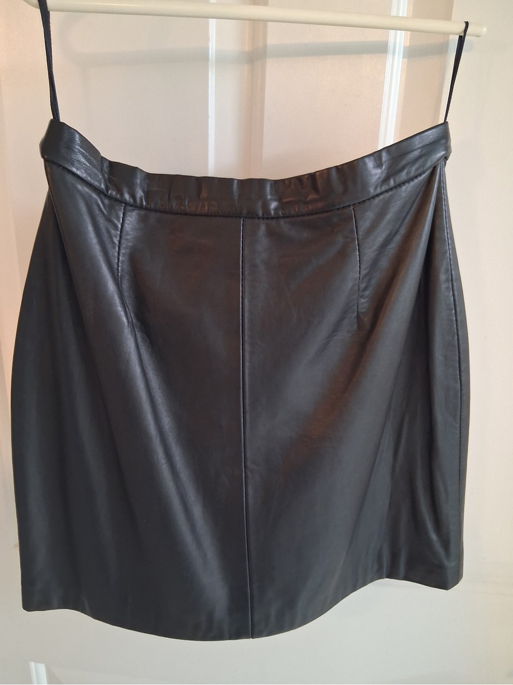 Black Leather A-Line Women's Skirt